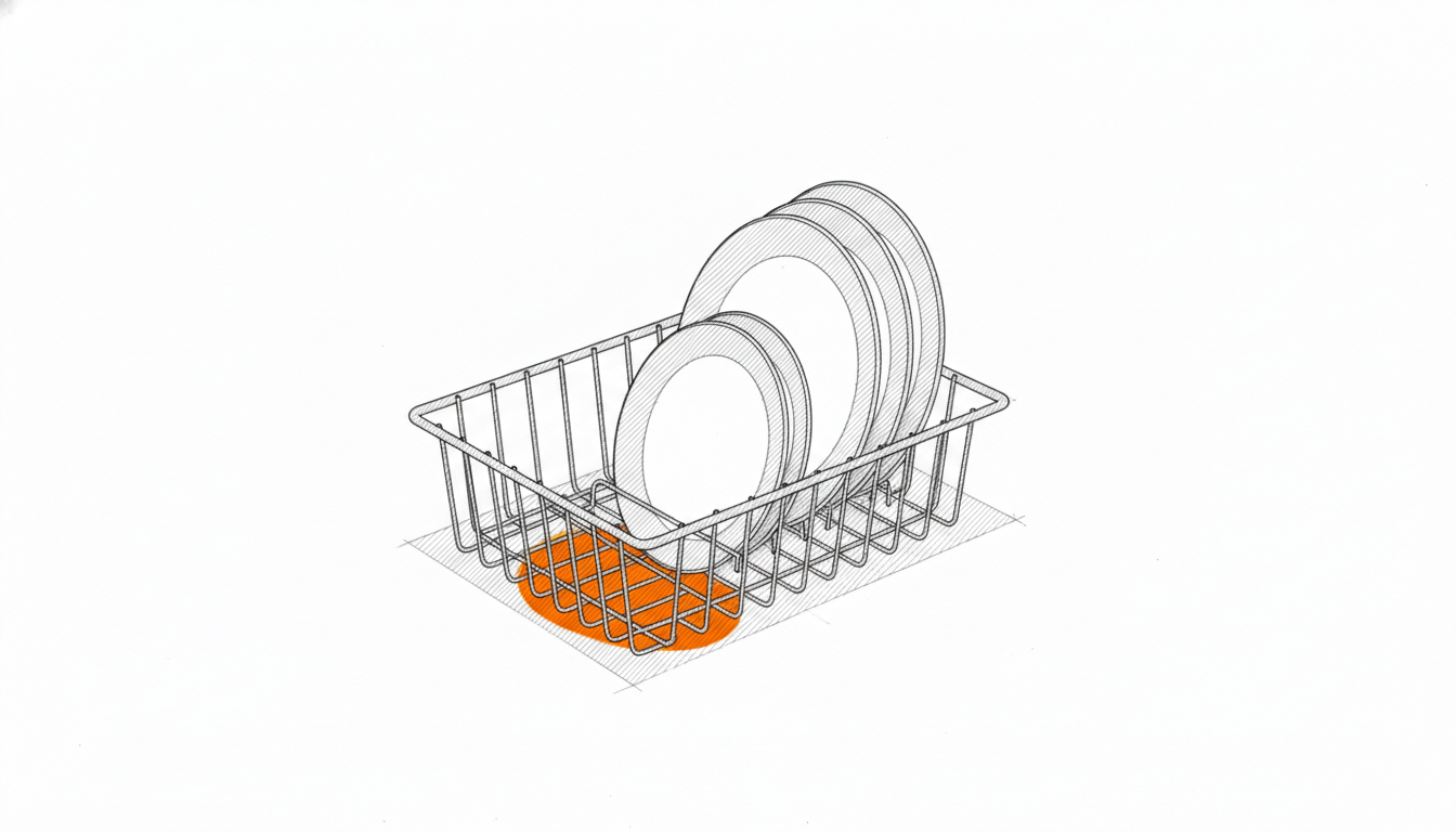 Panier de lave-vaisselle avec tache de rouille